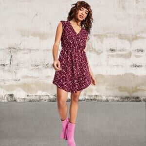 Bar III NWT Women's V-Neck Draped-Skirt Mini Dress-Size Medium